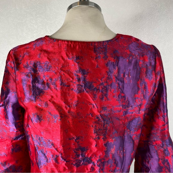 Tuckernuck Size XS Red Purple Raspberry Jacquard Blouse - Picture 9 of 10